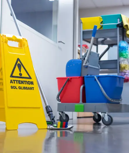 Équipement de nettoyage professionnel et chariot de lavage utilisé par GpropreService à Mérignac